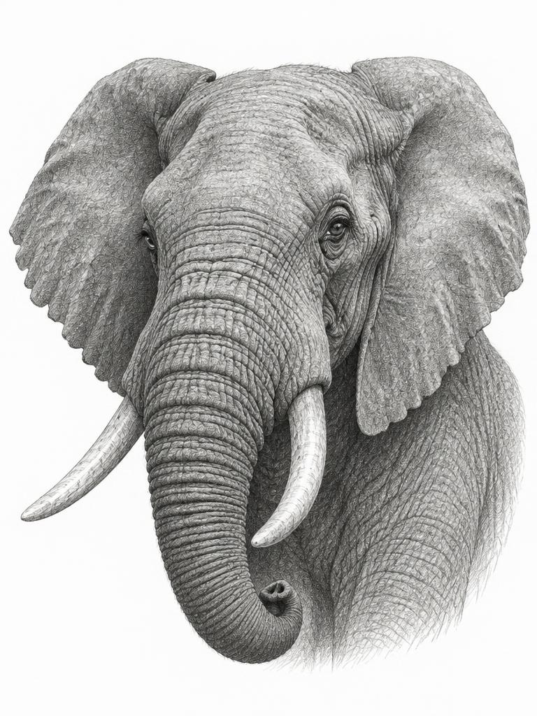 Temporary demonstration, not verified Davina work: AI-generated graphite-style elephant study